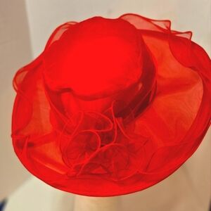 ``RH25826 - NNT Red Derby Organza Hat